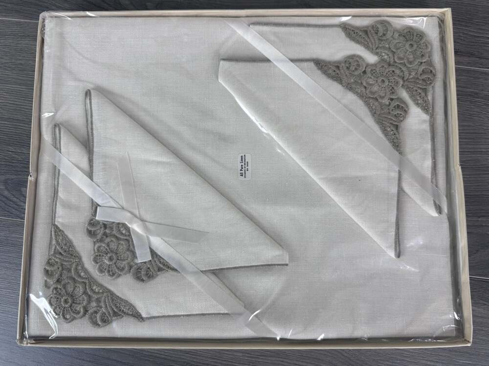 Timely Linens 5 Piece Tea Set White Sealed NIP